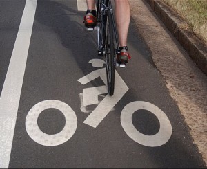 A bike lane marking in Greenville, SC